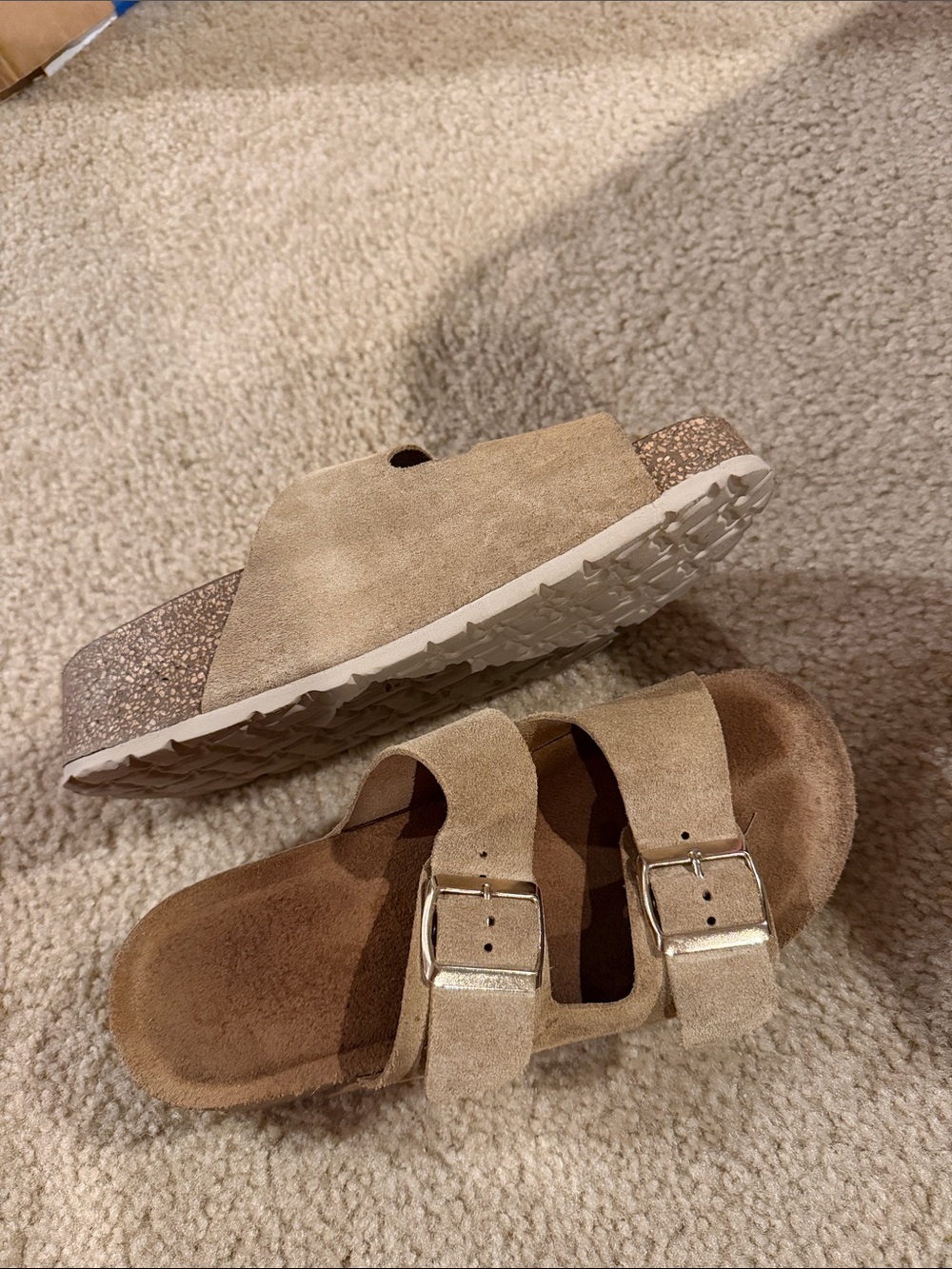 Yokono Women’s Double-Buckle Slide Sandals in Tan
